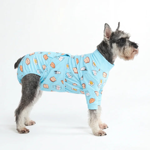 Dog Surgical Suit - Breakfast Blue