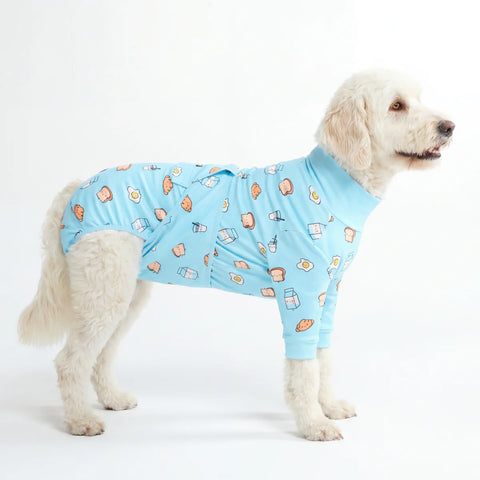Dog Surgical Suit - Breakfast Blue