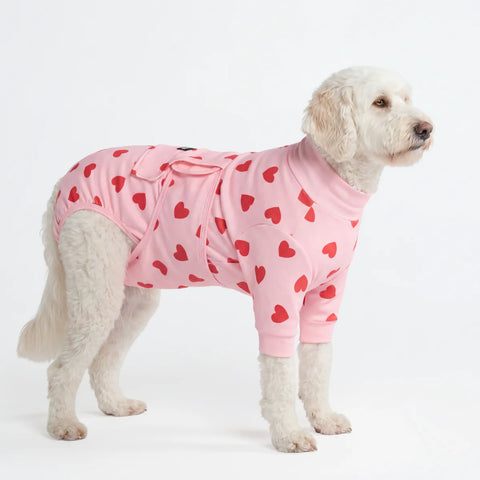 Dog Surgical Suit - Pink Hearts