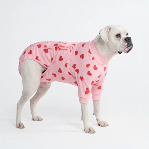 Dog Surgical Suit - Pink Hearts