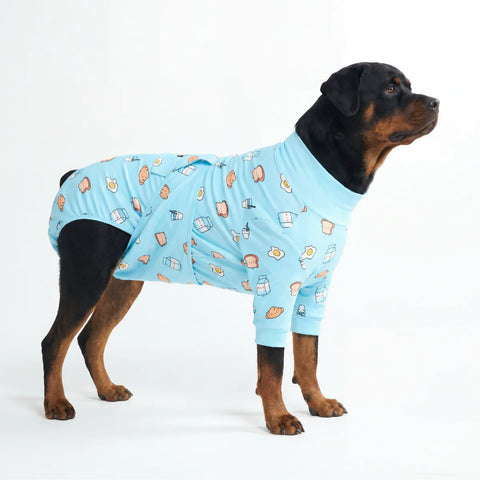 Dog Surgical Suit - Breakfast Blue