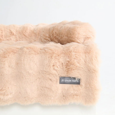 Calming Fluffy Couch Cover Dog Bed - Beige