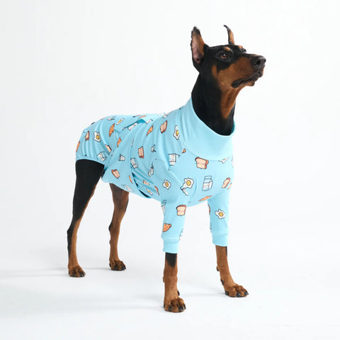 Dog Surgical Suit - Breakfast Blue