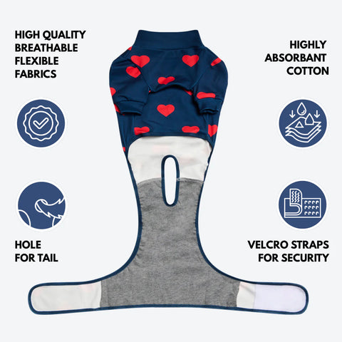 Dog Surgical Suit - Hearts