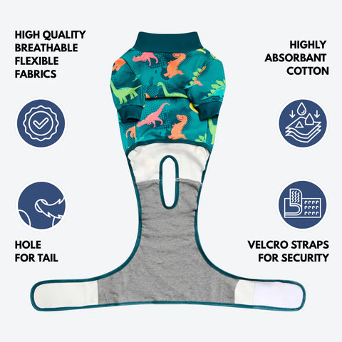 Dog Surgical Suit - Dinosaurs