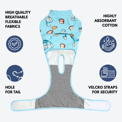 Dog Surgical Suit - Breakfast Blue