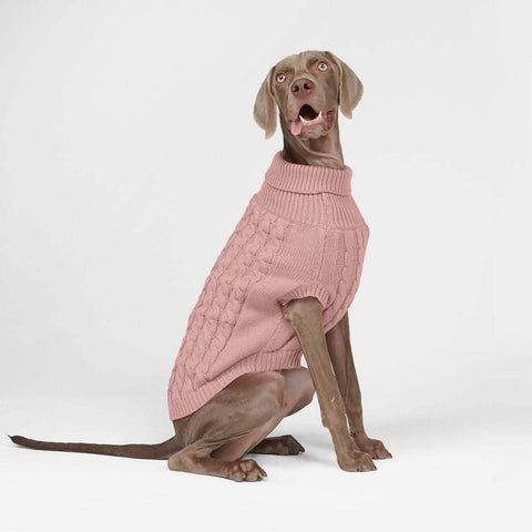 Cable Knit Dog Sweater - Pink