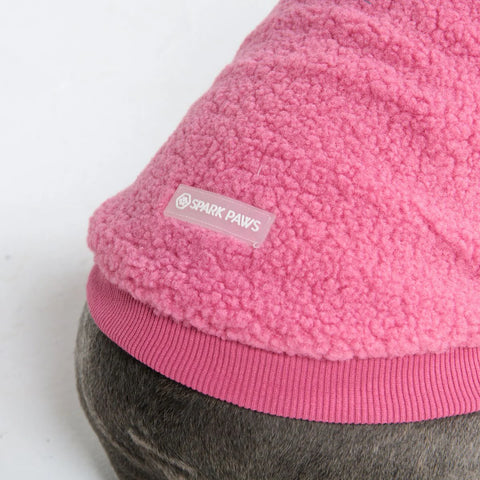 Teddy Sherpa Dog Jacket - Dark Pink