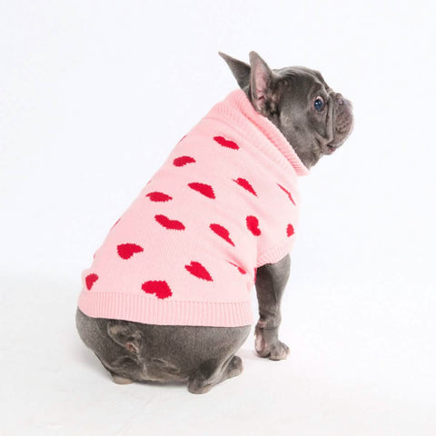 Hearts Knit Dog Sweater
